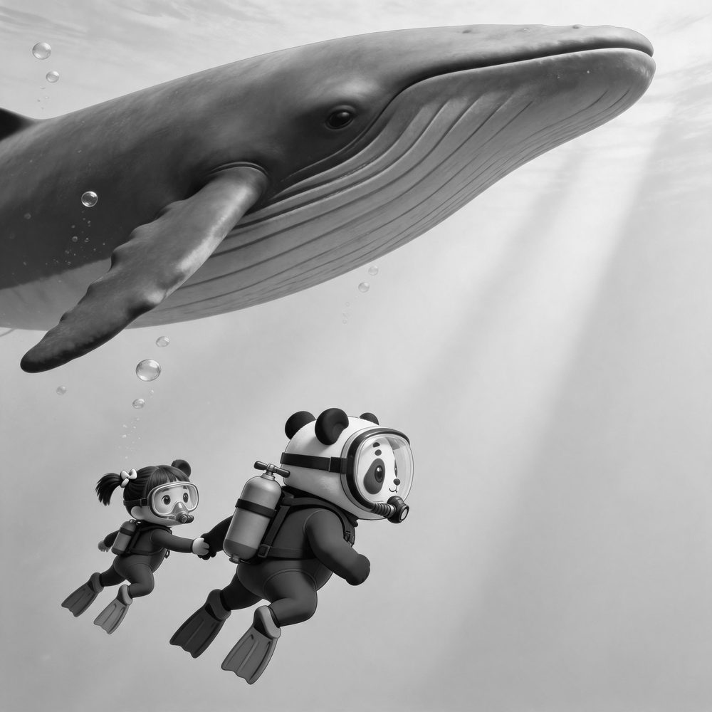 Whale dive ocean coloring page