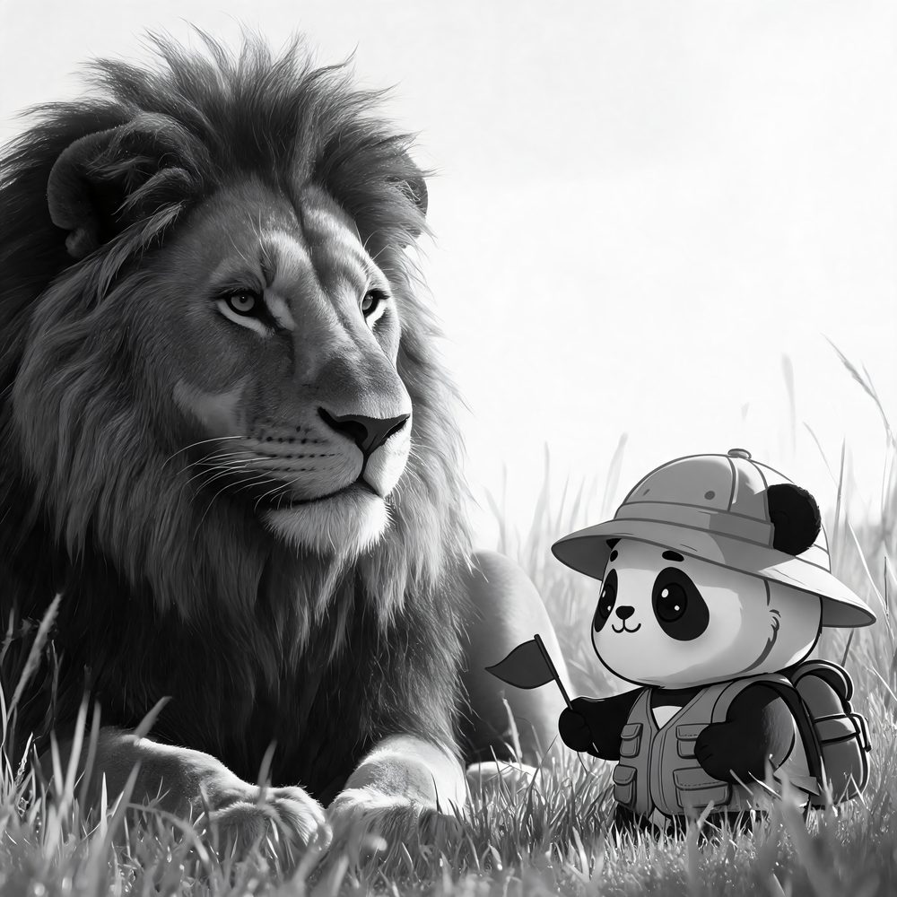 Lion encounter safari coloring page