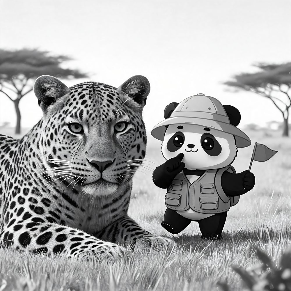 Leopard close-up safari coloring page