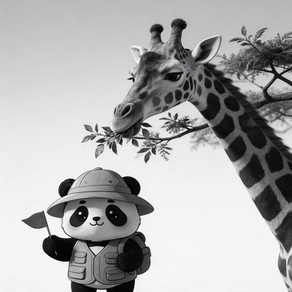 Giraffe lunch safari coloring page